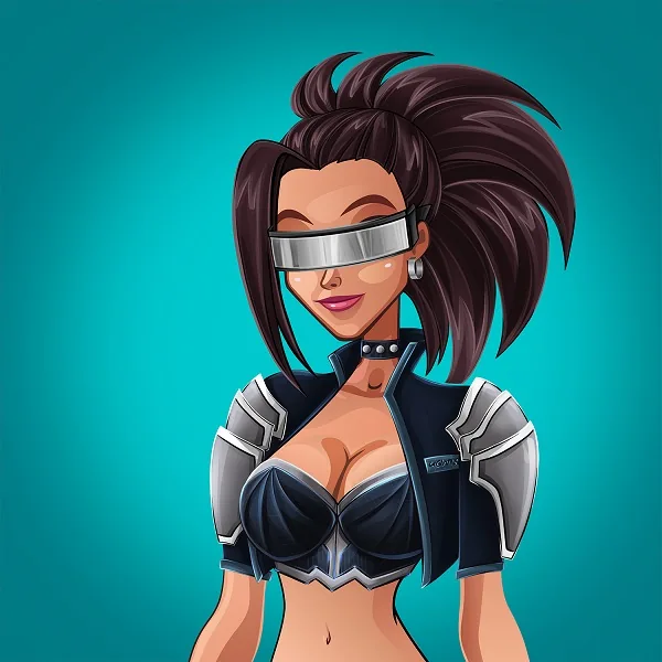 Alvara wearing a futuristic visor
